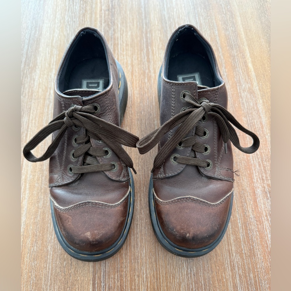 Vintage Dr. Martens Brown Leather Lace-Up Oxford Shoes MADE IN ENGLAND UK 7